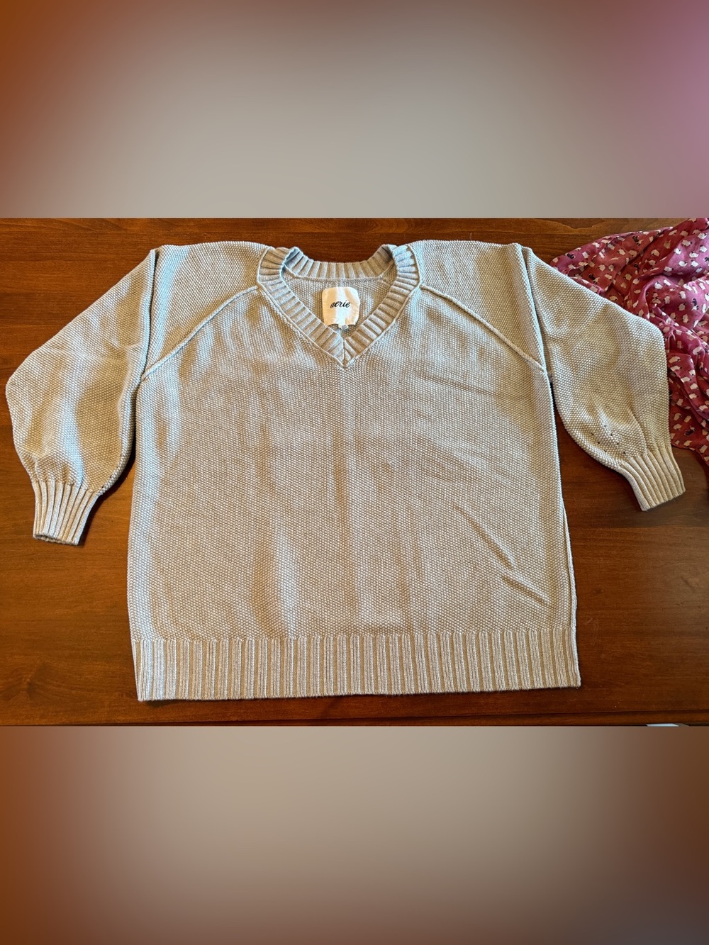 Aerie Women’s Light Blue/Grey V-Neck Knit Sweater
